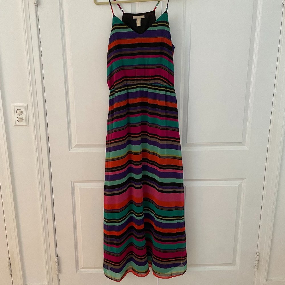 Banana Republic Multicolored Stripe Fit and Flare Maxi Dress size 12